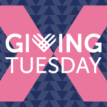 White text reads "Giving Tuesday" on top of a pink Brixton house chevron